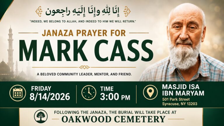 Janazah prayer for Brother Mark Cass at Masjid Isa Ibn Maryam