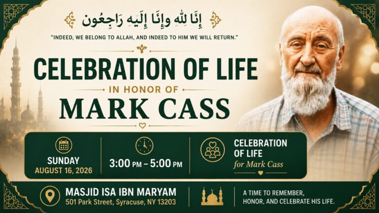Celebration of Life for Brother Mark Cass at Masjid Isa Ibn Maryam